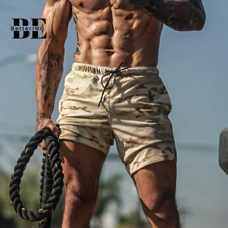 The New Summer 2021 Fitness Five-minute Pants Camouflage Running Sports Casual Shorts Stretch Breathable Slim Shorts