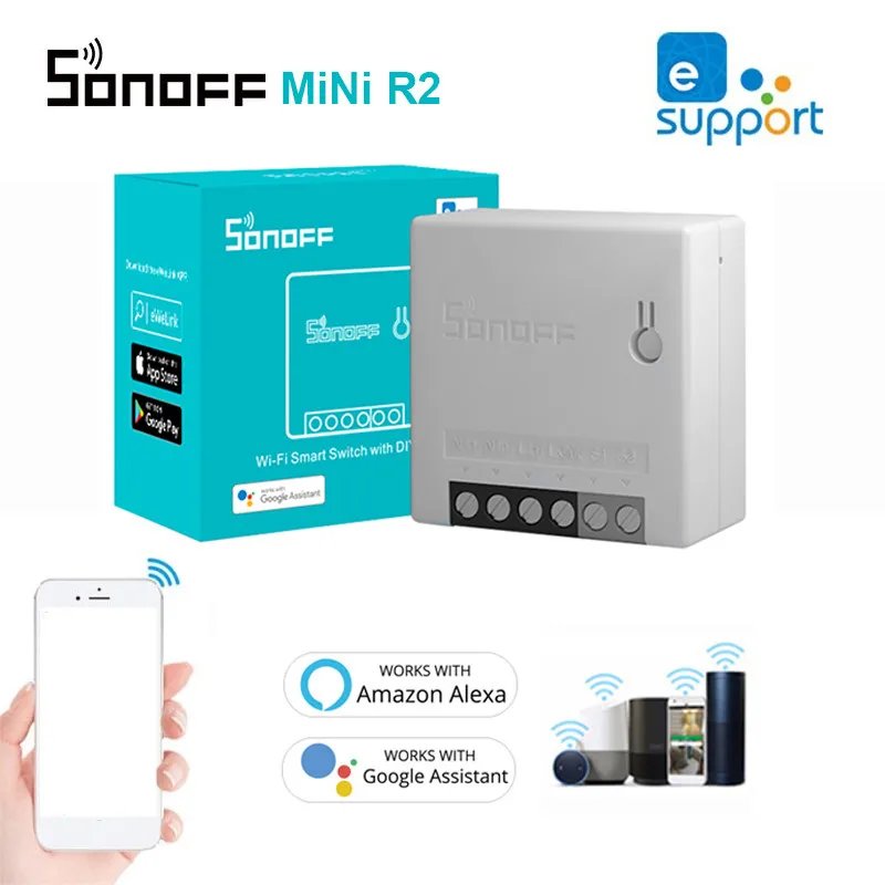 

10 шт., двухсторонние модули управления SONOFF MINIR2 Wifi DIY Switch Mini R2 для приложения EWeLink, работает с Alexa Google Home Automation