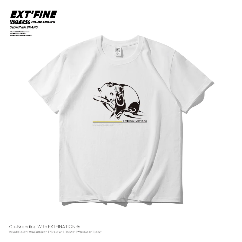 

ExtFine Cute Panda Printed Kawaii Men Women T-shirt Summer Designer Brand Short Sleeve Tops Couple Casual Male Simple Tshirt