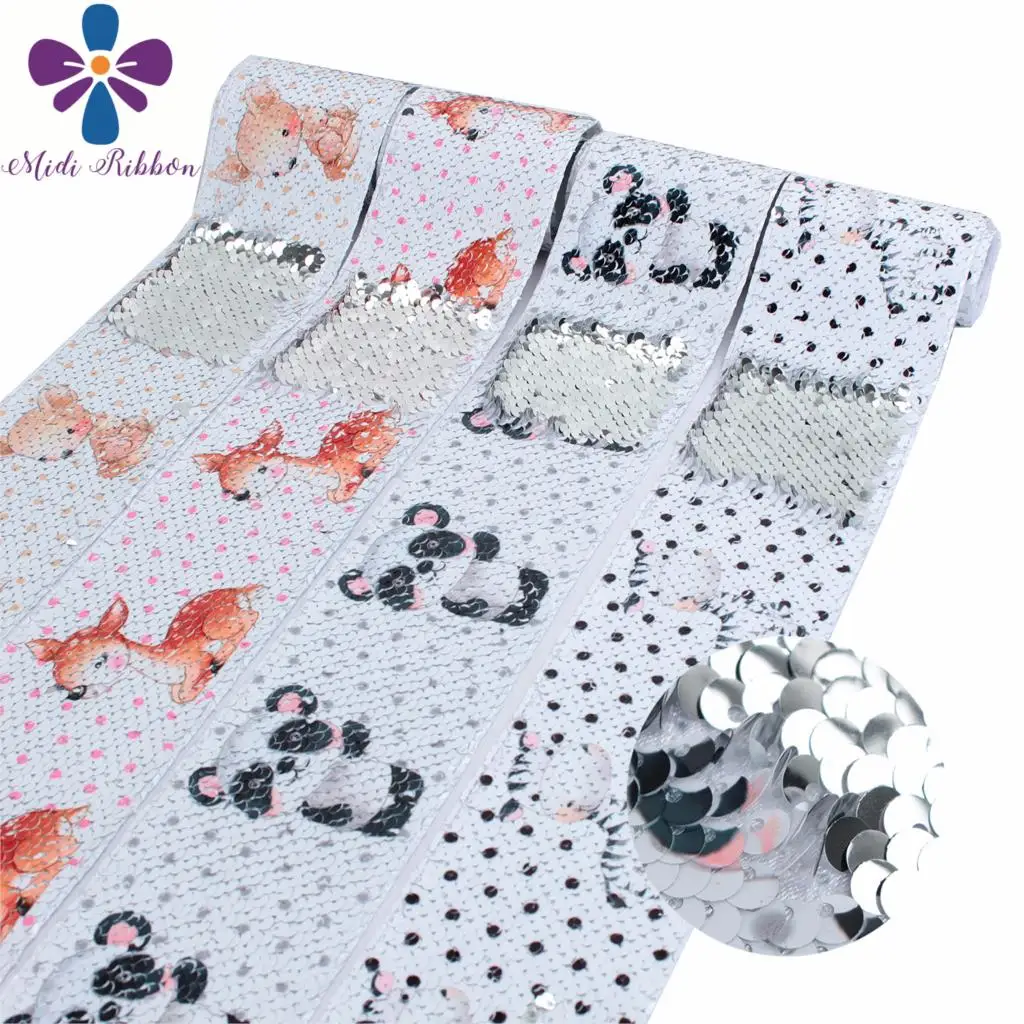 Лента для волос панда двухсторонняя серебристая лента с пайетками 3 дюйма 75 мм в