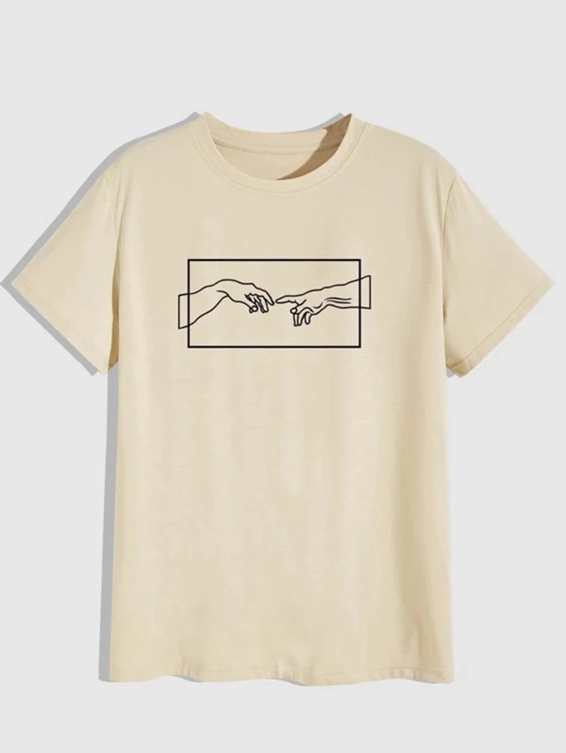 

Michelangelo Summer Short Sleeve Printed T-shirts Shirt Harajuku Fashion Women Summer T-shirt Streetwear