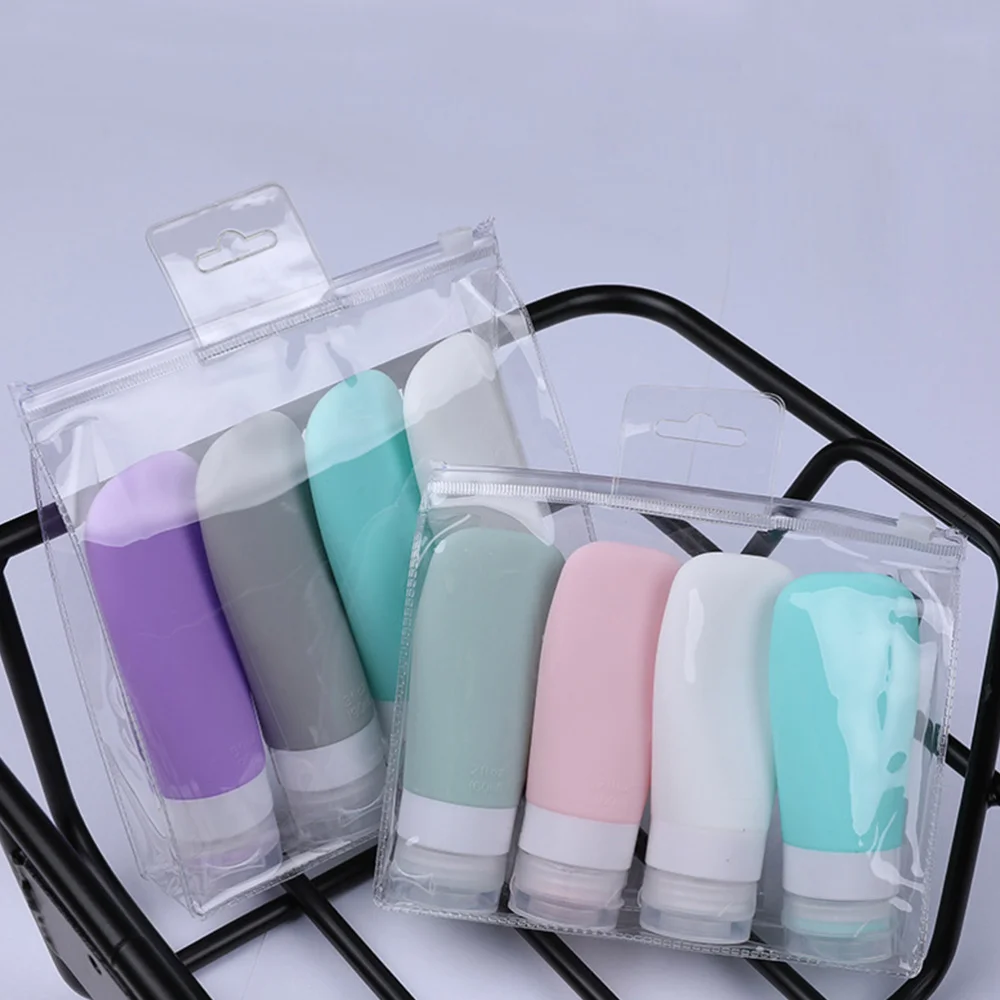 

4pcs 60ml Silicone Cosmetic Bottle Portable Empty Bottle Travel Lotion Storage Bottle