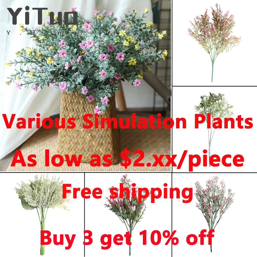 

YiTuo 1Piece Artificial Flower Home Decore Flower Bouquet Green Plant Crafts Home Decoration Tiny Flowers ()