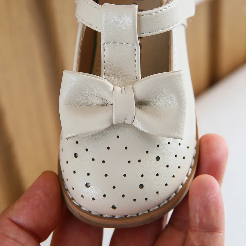 

14-16cm Brand Toddler Women Spring Shoes,Beige Black Strap Solid Pure Baby Girls Casual Shoes,Bow Knot Hollow Party Dress Shoes