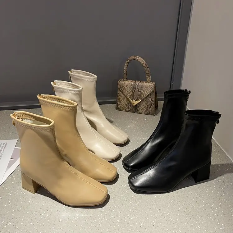 

Женские резиновые ботинки, зимняя обувь, ботинки на молнии сзади, роскошные дизайнерские дождевые ботильоны для женщин, мода рок 2021