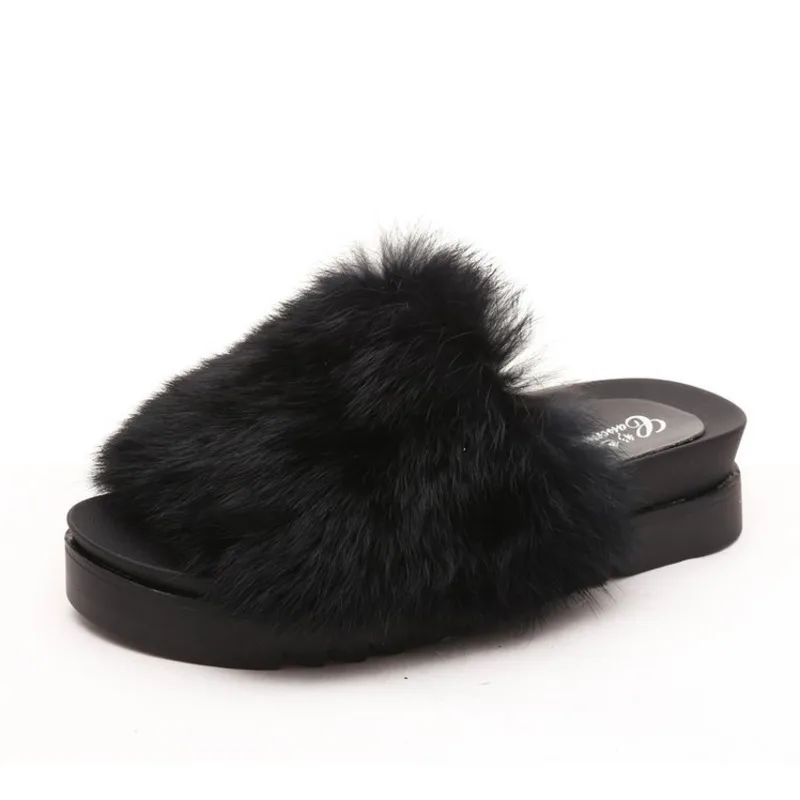 

Plush Women Slippers 2021 New Thick Bottom Flat With Furry Summer Sandals Female Fashion Casual Women's Shoes 5 Colors Available