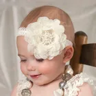 Повязка на голову с большими кружевными цветами для новорожденных девочек милые аксессуары для волос для маленьких принцесс эластичный детский головной убор тюрбан реквизит для фото