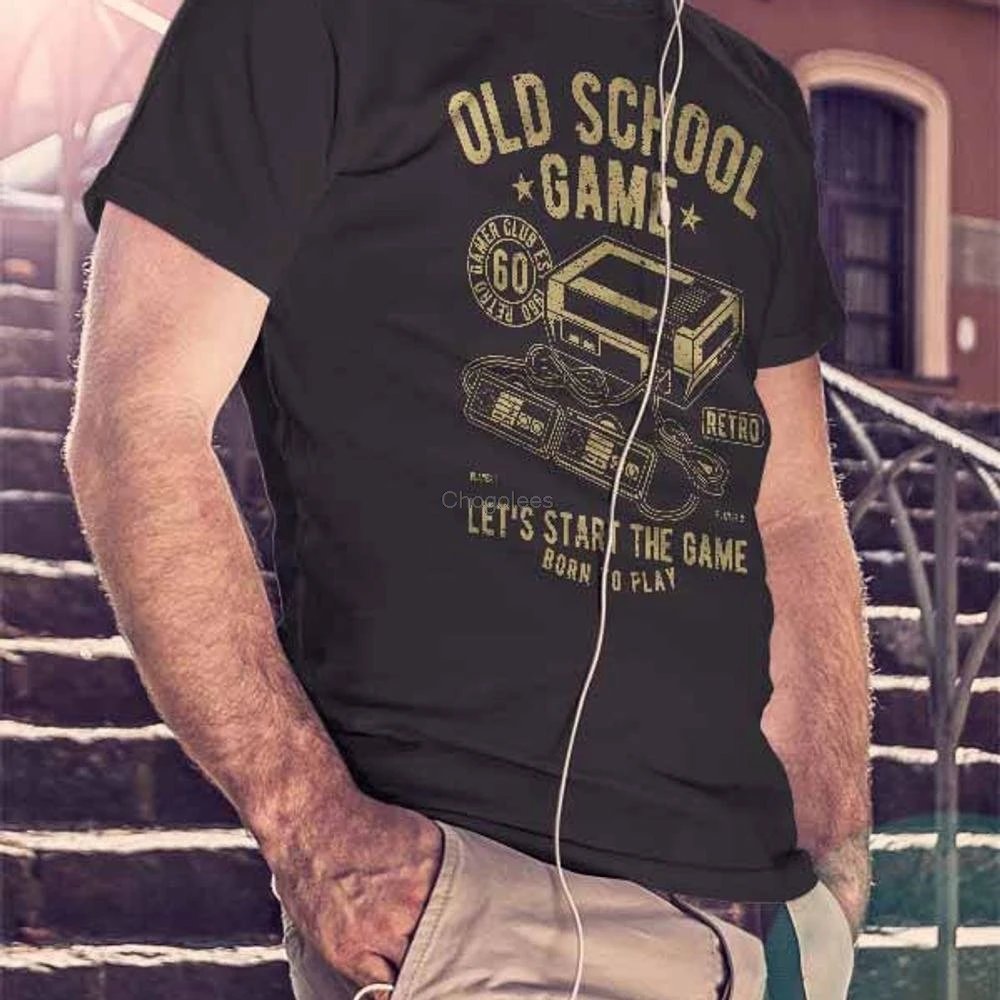 Old School игра мужские черные или белые Футболка мужская футболка геймер уникальный