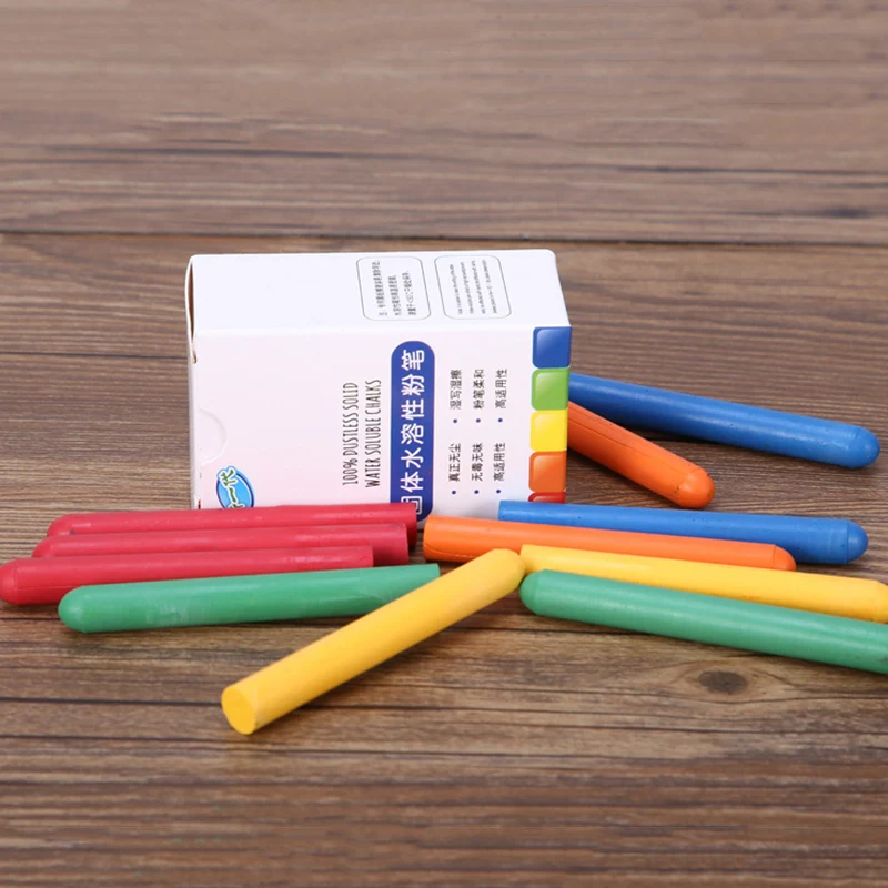 

Mixed Colour White Chalk Sticks Pack Water Soluble Kids Playground School Art Learning VH99
