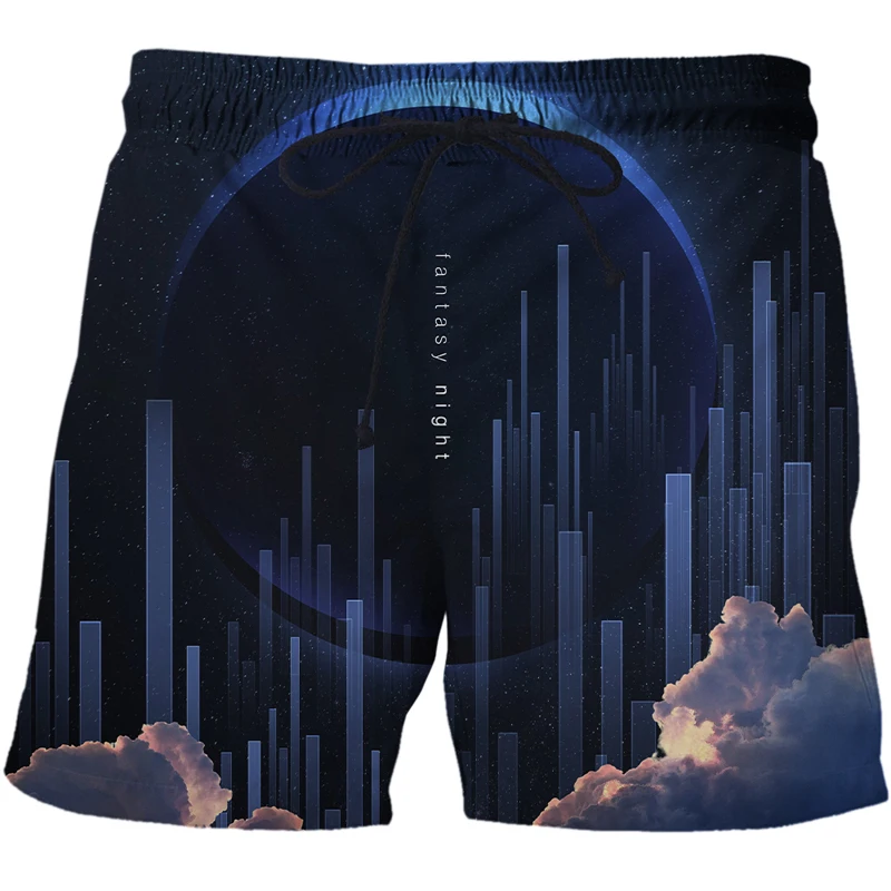 2021 Summer New Men short Men Fashion Beachwear starry sky cloud Print Quick Dry Shorts Drawstring Sportwear Mens Shorts