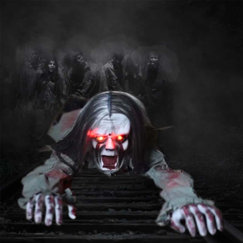 

Scary Halloween Decorations For Home Terror Crawling Ghost Electronic Creepy Bloody Zombie With LED Eye Horror Haunt House Props