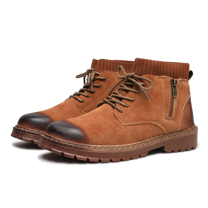 High Quality Retro Mens Martin Boots England Style Solid Casual Boots Rubber Winter Men's Ankle Boots Shoes Martin Botas Hombres