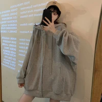 2021 ins american oversize zipper jacket womens spring and autumn versatile loose foreign style cardigan fashion streetwear