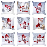 merry christmas pillowcase decorative single sided cartoon snowman throw pillow cover home party sofa cushion cover decor supply