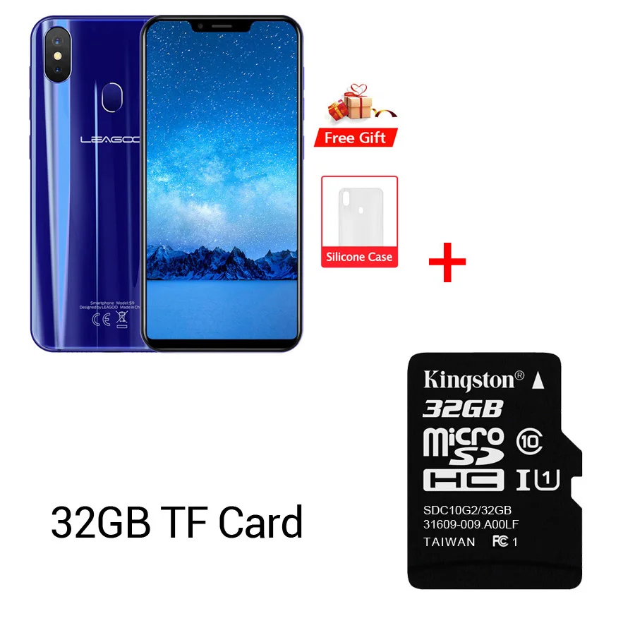 Blue Add 32G TF Card Leagoo S9 4G LTE u-образный мобильный телефон Android 8,1 MTK6750 Восьмиядерный 5,8" HD+ ips 4 Гб ram 32 Гб rom 13,0 МП отпечаток пальца - Цвет: Blue Add 32G TF Card