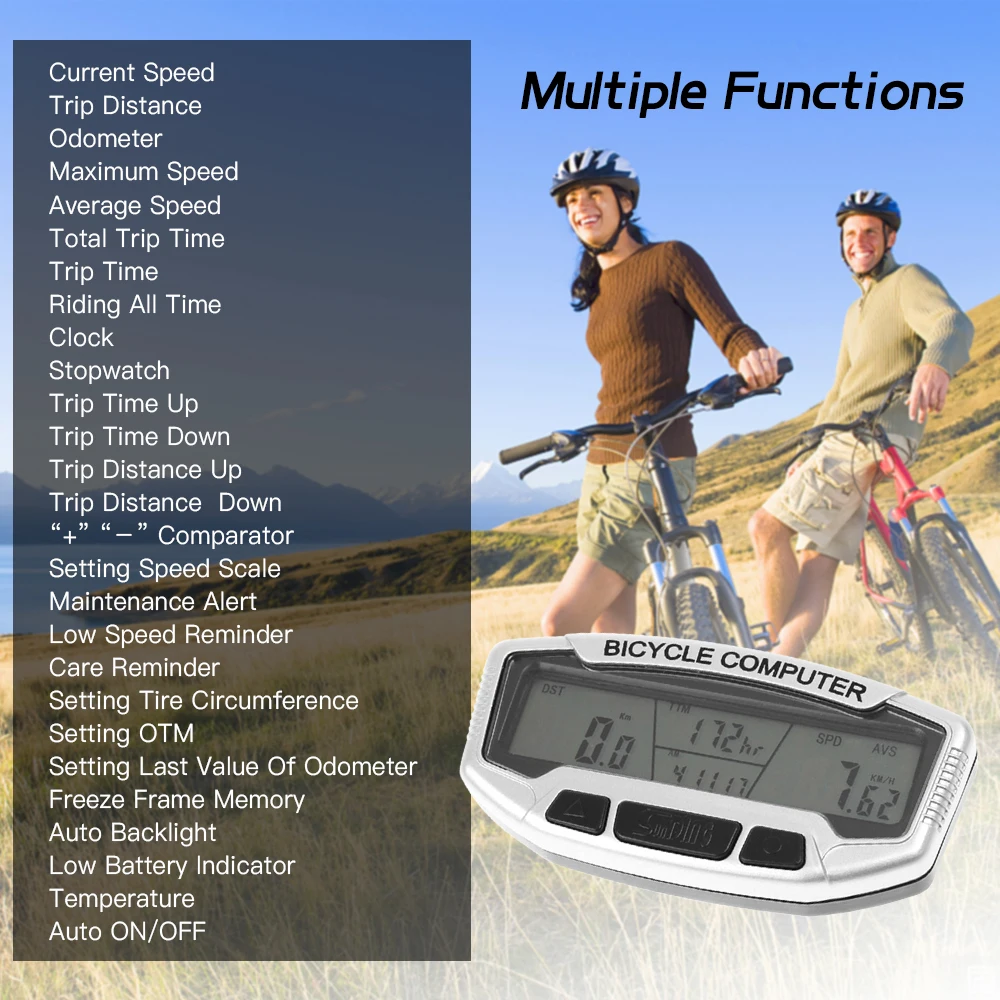 

Waterproof Bike Bicycle Digital LCD Computer Odometer Speedometer Velometer Auto Backlight 27 Functions Digital LCD Computer
