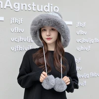 2021 high quality new fashionable woman autumn and winter cotton cashmere pullover hat three wool ball cute add cashmere thicken