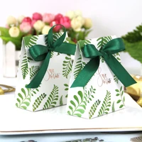10pcsset european green leaves forest style candy box wedding christmas favors thanks gift giveaways chocolate box packing