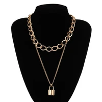 cuban miami chunky punk chain choker necklace for women statement necklace stainless steel padlock pendant neck collar gift