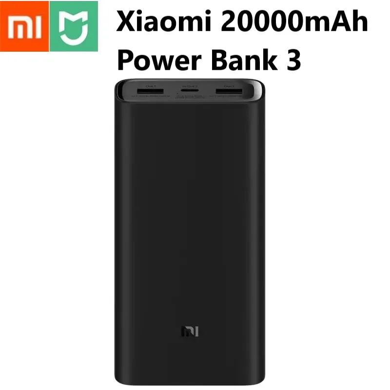 20000 мАч Xiaomi Power Bank 3 Mi Pro PLM07ZM с тройным выходом USB C 45 Вт Двусторонняя Быстрая