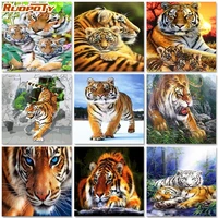 painting by numbers diy black white tiger head painting by number kit adult gift coloring animal picture on canvas acrylic paint