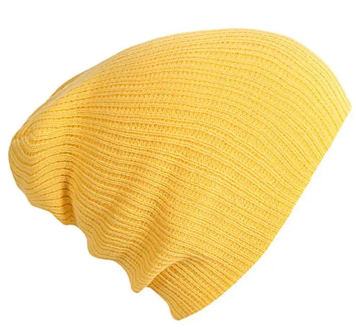 Solid Color Striped Woolen Hat Pullover Hat Cold Hat Knitted Hat