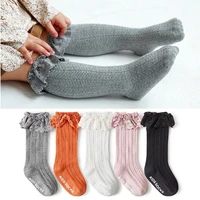 baby frilly socks with lace 0 3 years anti slip toddler girls long sock knee high soft cotton kids children princess socken