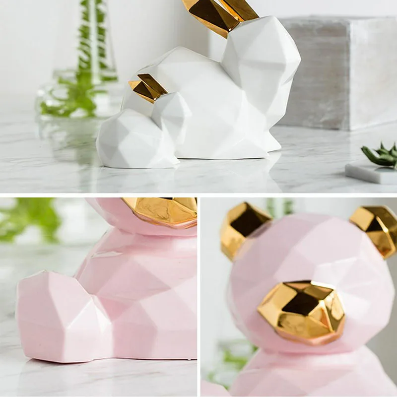 Медвежонок в форме животных позолоченные Керамические ремесла скандинавские