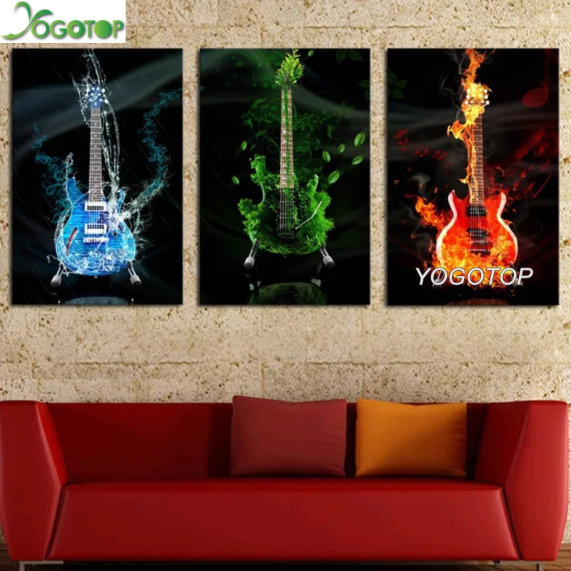 

triptych 5D DIY Diamond Painting Full Diamond Embroidery Cross Stitch Mosaic Home Decor Abstract violin Music Guitar 3pcs ML919
