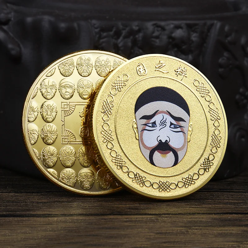 

Chinese Style Quintessence Facial Makeup BEIJING Opera Commemorative Medallion Chinese Style Cultural Creative Gift Gold Coins