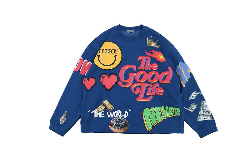 

2021 New GOODBOY XOXOGOODBOY Sweatshirt HipHip High Street Oversize Crewneck Men Women 100% Cotton Pullover