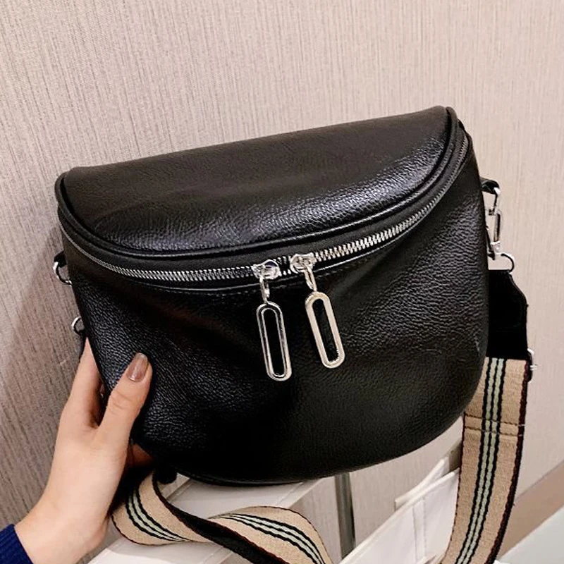 

Solid Color Leather Ladies Bag 2021 Winter New Fashion Shoulder Bag Wide Shoulder Strap Messenger Bag Retro Soft Wallet handbags