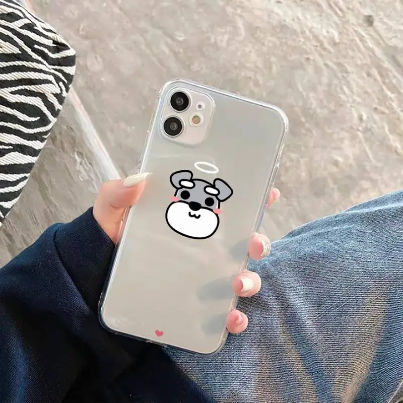 

Cartoon schnauzer dog Phone Case For iphone 12 11 8 7 6s 6 5 5s 5c se plus mini x xs xr pro max Transparent soft
