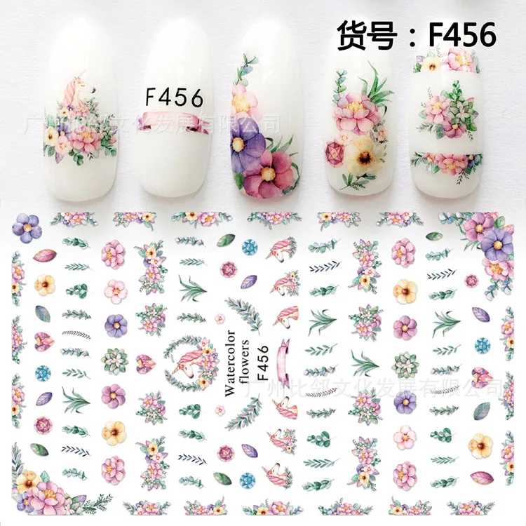 

3d наклейки для ногтей, цветок, трава, фольга для художественное оформление ногтей, милый мультяшный дизайн, наклейки для ногтей, принадлежно...