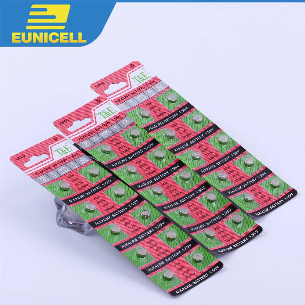 10 шт. щелочные батарейки AG4 LR626 1 55 в 377A 377 LR66 SR626SW SR66 SR62 AG 4|Часовые батарейки| |