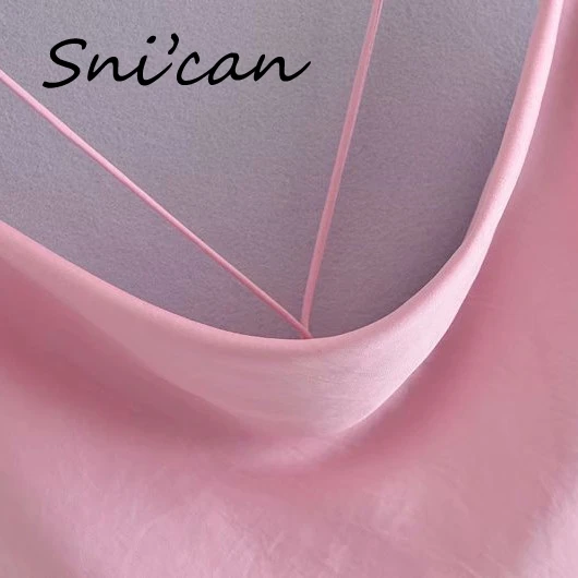 

Snican Solid Summer Satin Backless Bandage Sexy Camis Summer Vintage Blouse Za Women 2021 Crop Wrap Tops Chemisier Camisole New
