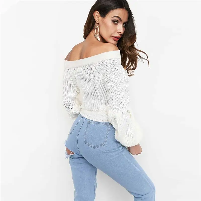 

Женский вязаный свитер, модный шикарный топ для ленивых женщин, милые элегантные свитера с открытыми плечами, женская мягкая трикотажная од...