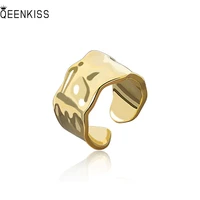 qeenkiss rg615 fine jewelry wholesale fashion women men birthday wedding gift simple geometric 18kt gold white gold open ring