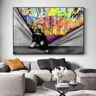 Популярные уличного граффити для мальчиков крутая Плакаты и принты картины на холсте стены искусства картины для Декор в гостиную без рамки