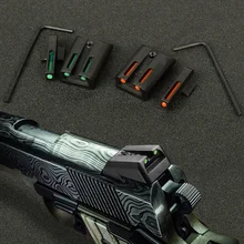 EWOLF Fiber Optic Front Rear Sight Set Red Green Sight for 1911 CUT .270/.450 Handgun