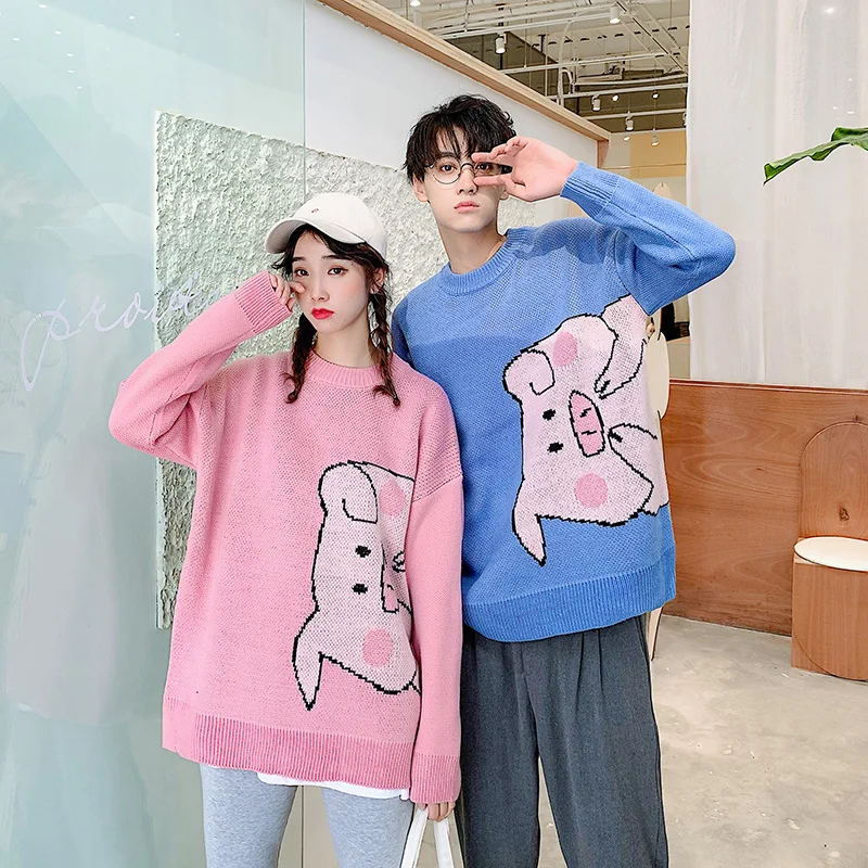 

Свитер с графическим изображением пары розовых свиней для зимы, Женская милая одежда, пуловер с длинным рукавом для университета, топы, винт...