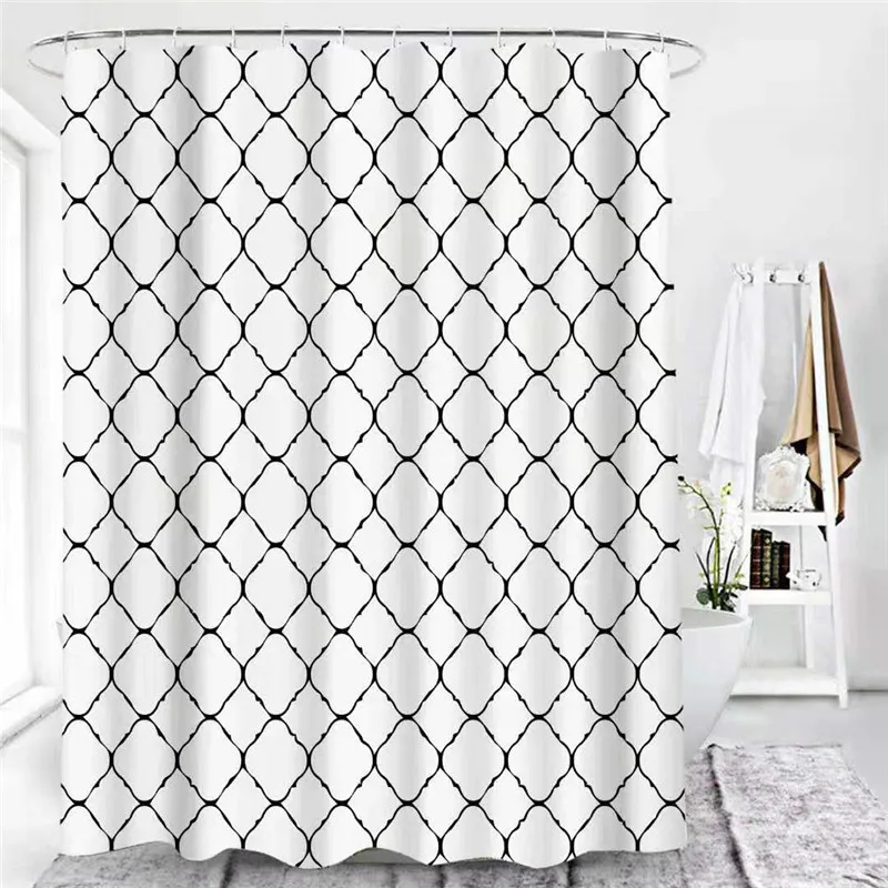 

Modern Waterproof Shower Curtain Set With Hooks Solid Color Bathroom Curtains For Bathtub Dropshipping Bath Mildew Proof