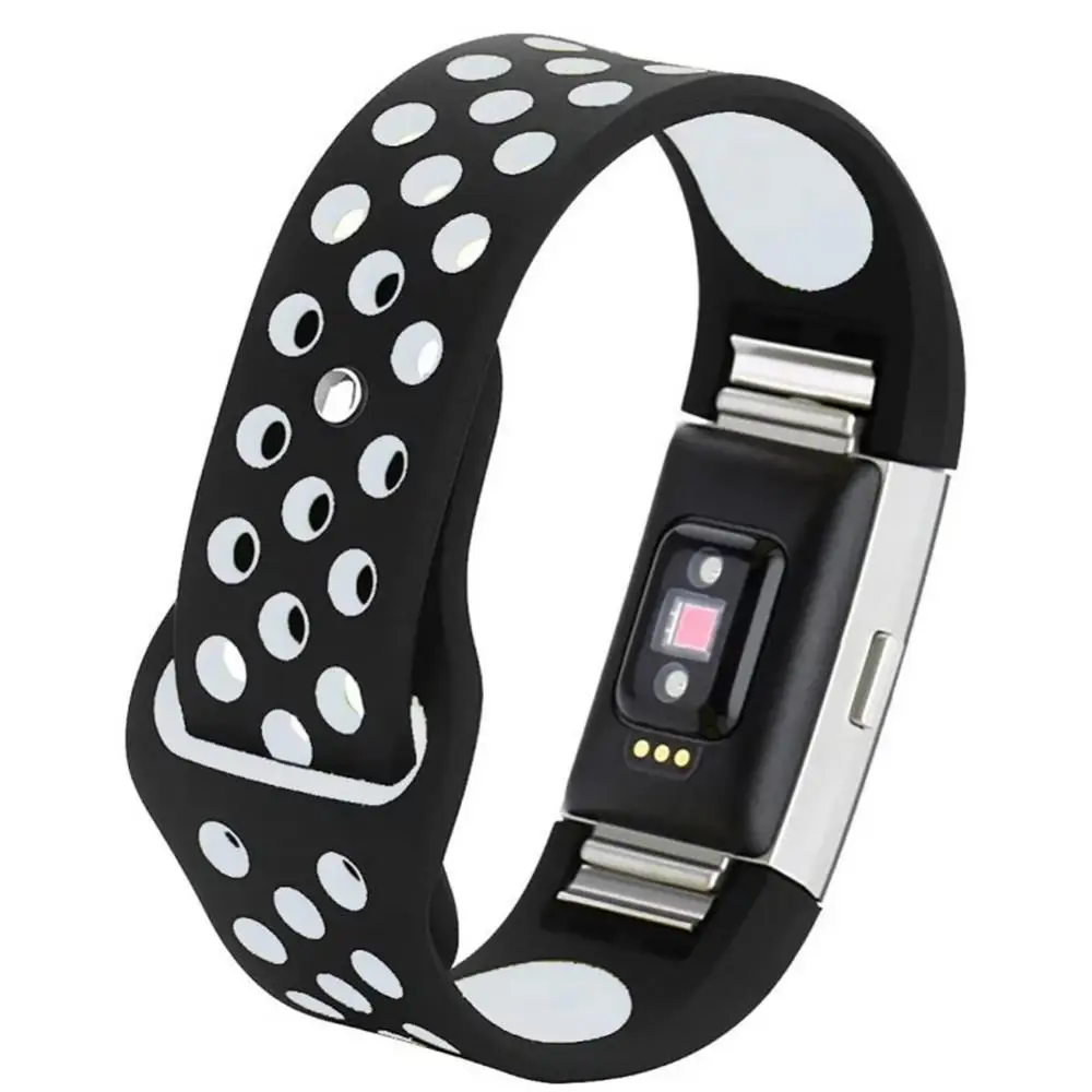 

Fashion Dual Color Hollow Out Silicone Watchband Wrist Strap for Fitbit Charge 2 Wearable Devices Smart Accessories