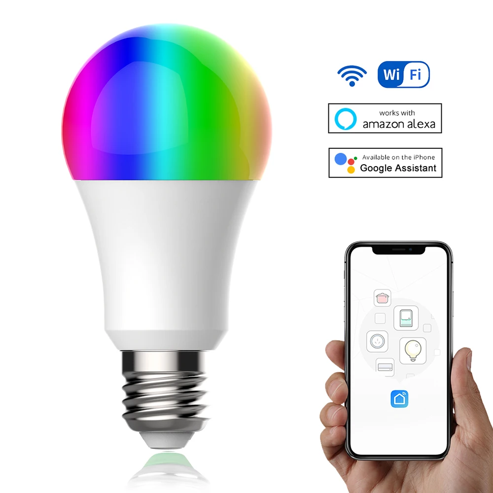 AVATTO светодиодный умный светильник 9 Вт RGB+ CW E27 светодиодный пульт дистанционного управления, умная лампа Wifi с Wi-Fi Google Home Alexa Голосовое управление