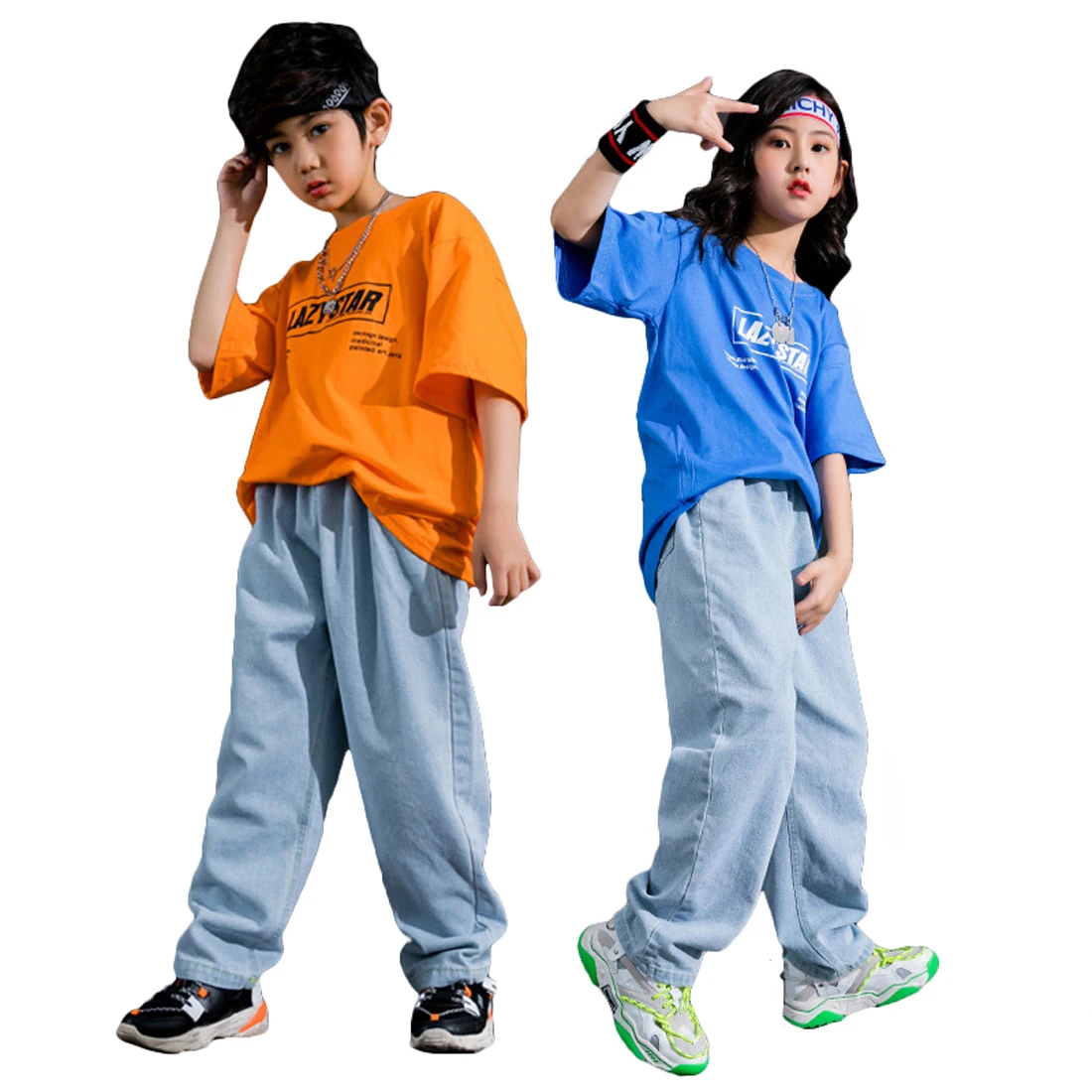 

Повседневная одежда Lolanta для мальчиков и девочек, футболка или джинсы, одежда в стиле хип-хоп, уличная одежда, танцевальная одежда для выступ...