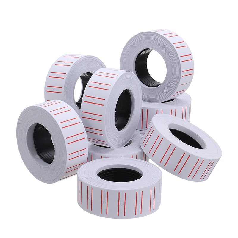 Наклейки самоклеящиеся с двумя красными линиями 21 х12 мм 10 рулонов/набор 8000 шт. |