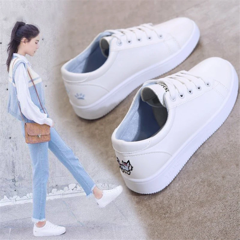 

Women Canvas Shoes Lace-up Casual Flats White Ladies White Shoes Woman Sneakers Women Vulcanize Shoes Zapatillas Mujer