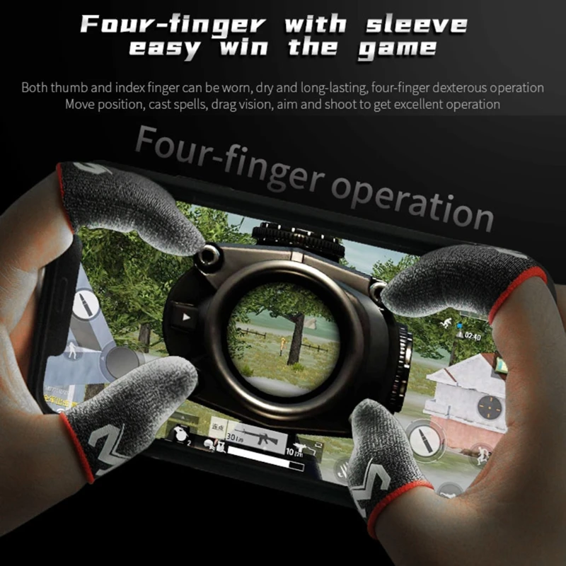 

2 Pcs Phone Games Sweat-Proof Finger Gloves Thumbs Finger Cover Anti-slip Cot Sleeve for PUBG Touch Screen Game Practical L93A