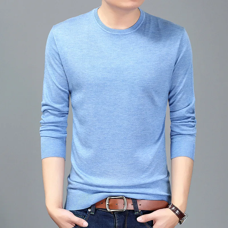 

2021 new solid color sweater casual T-shirt