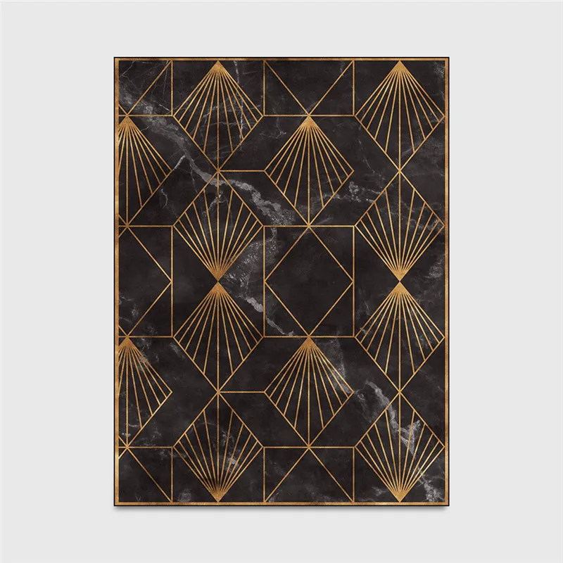 Современный Роскошный Ковер черного золота с мраморным рисунком для гостиной